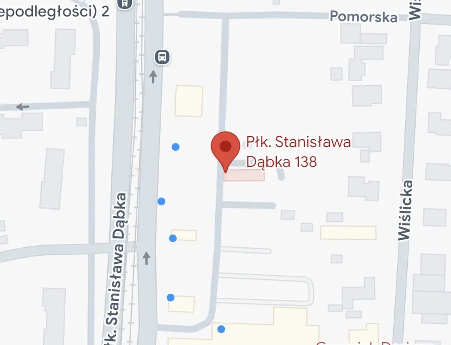 Mapa dojazdu do Angloteki w Elblągu, ul. Płk. Stanisława Dąbka 138